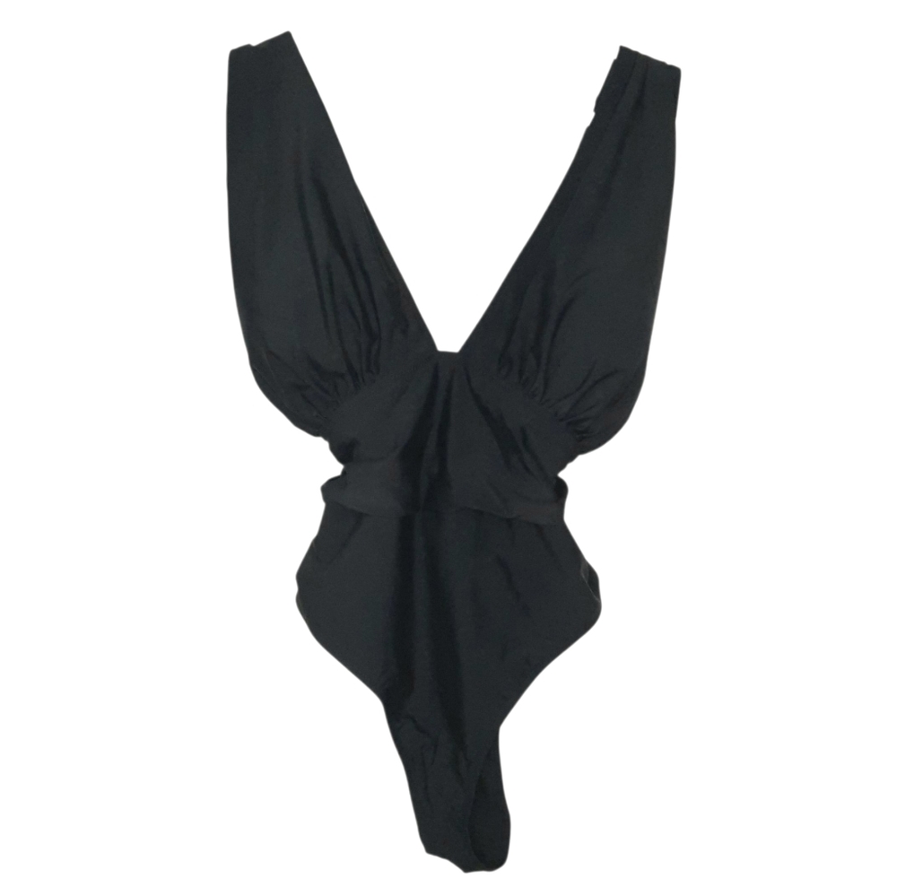 Cupshe Black One Piece Bathing Suit Swimsuit Plunging Vneck Womens Size XXL New